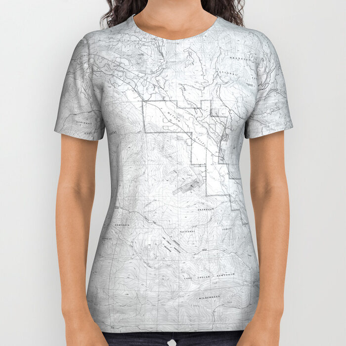 Methow Map — Methow Valley Topography Seriousfunstudio All Over Print Shirts