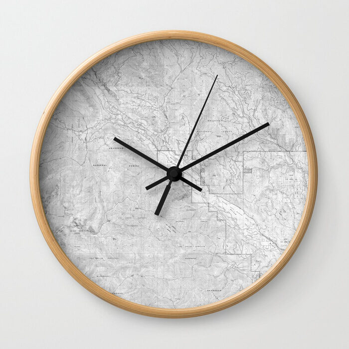 Methow Map — Methow Valley Topography Seriousfunstudio Wall Clocks
